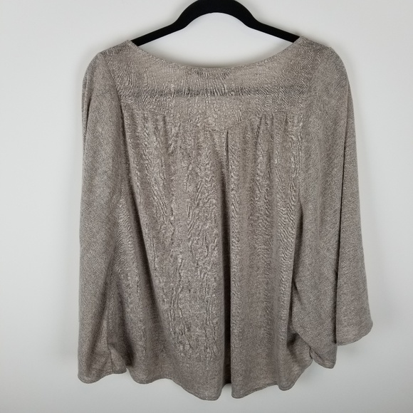 Zoa tan beige cape poncho sweater small v neck - Picture 3 of 8